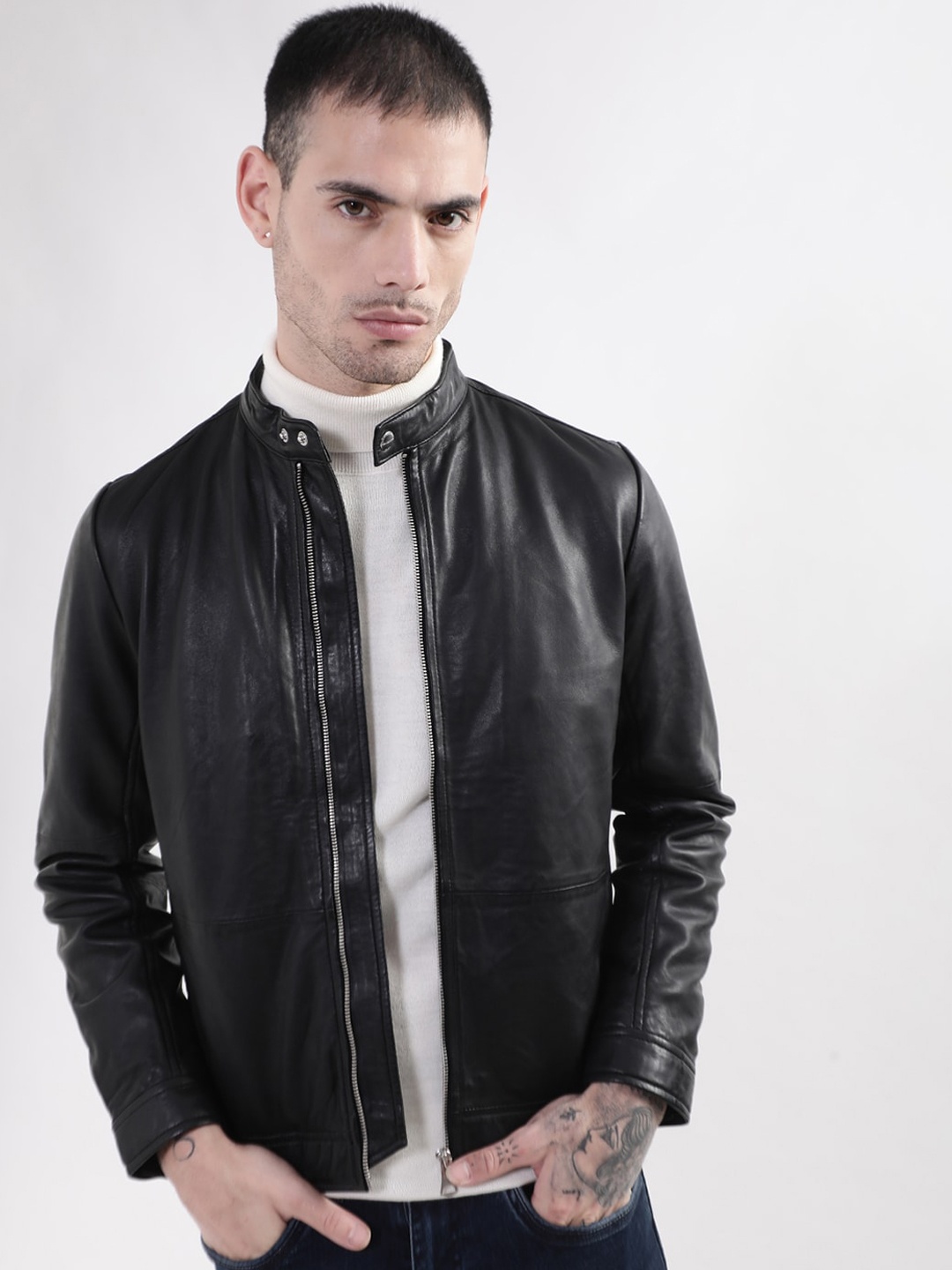 

Matinique Men Leather Leather Jacket, Black