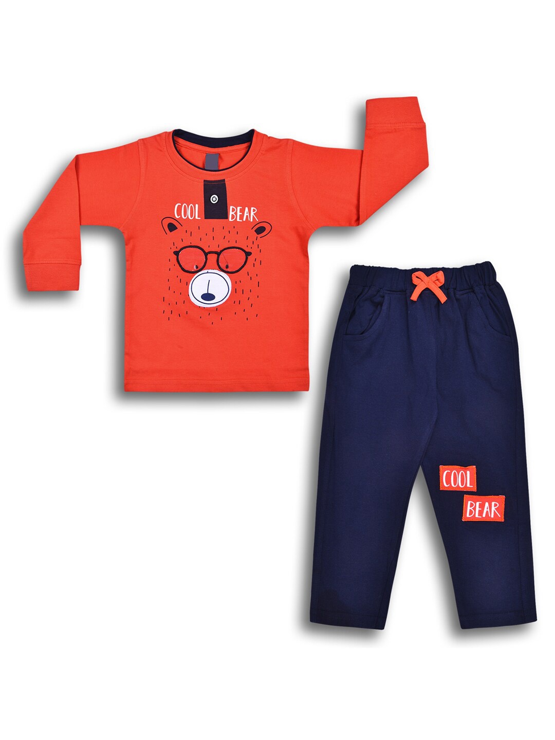 

Wish Karo Boys Printed T-shirt with Trousers, Orange