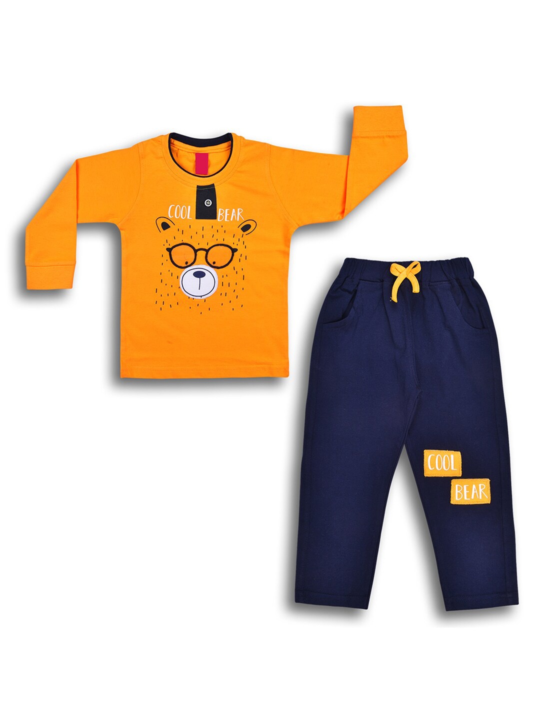 

Wish Karo Boys Printed T-shirt with Trousers, Mustard