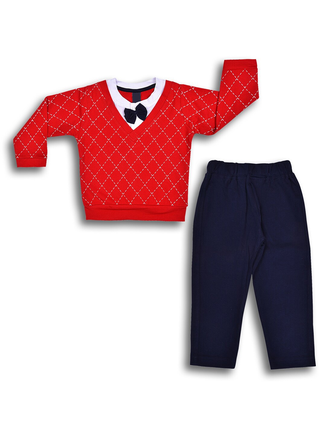 

Wish Karo Boys Checked T-shirt with Trousers, Red