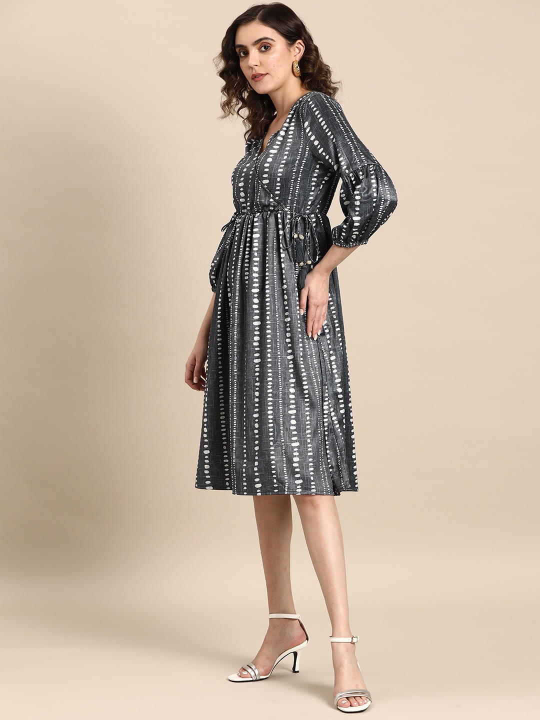 

all about you Printed Wrap Dress, Charcoal