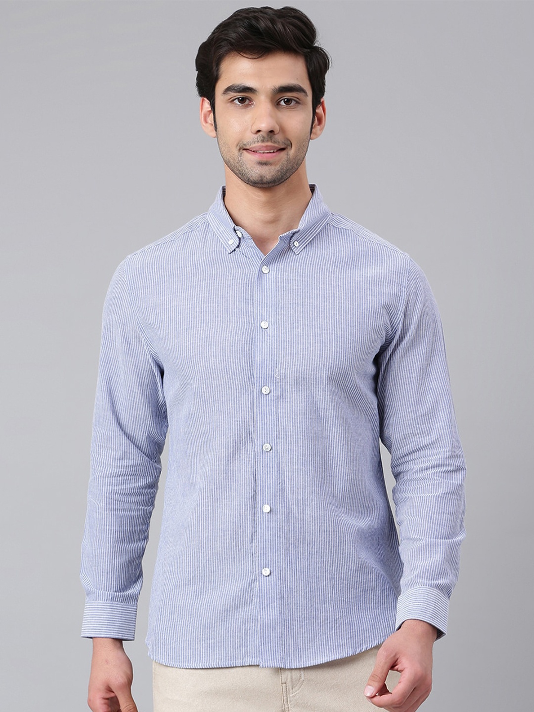 

Fabindia Men Slim Fit Striped Casual Shirt, White