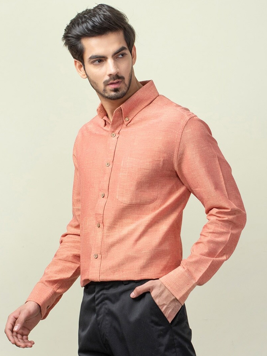 

Fabindia Men Comfort Cotton Casual Shirt, Red