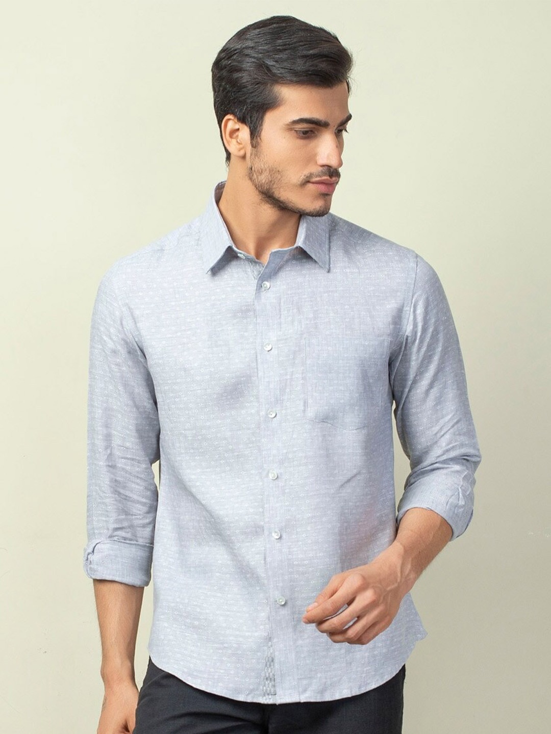 

Fabindia Men Slim Fit Casual Shirt, Grey