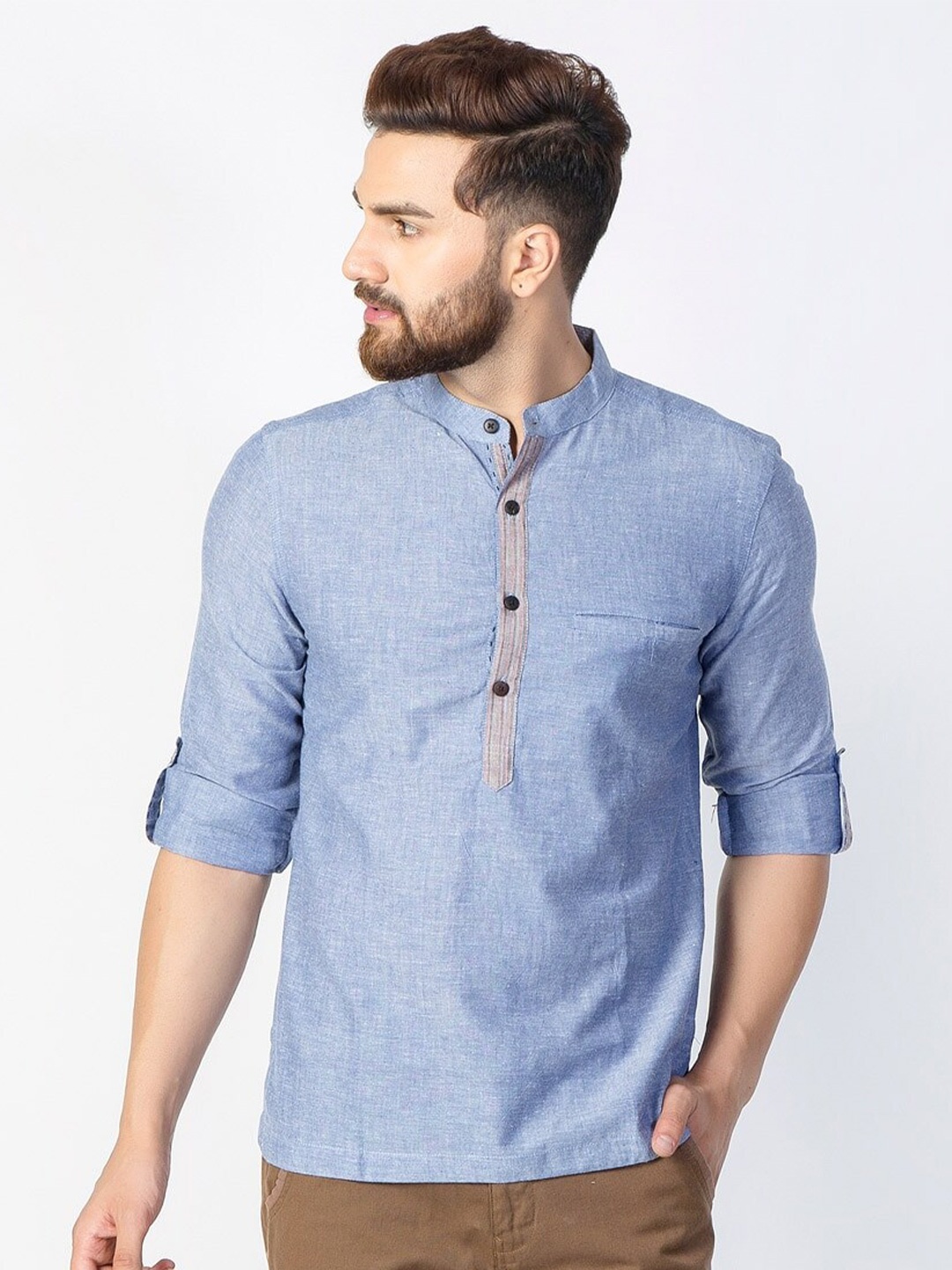 

Fabindia Men Slim Fit Casual Shirt, Blue