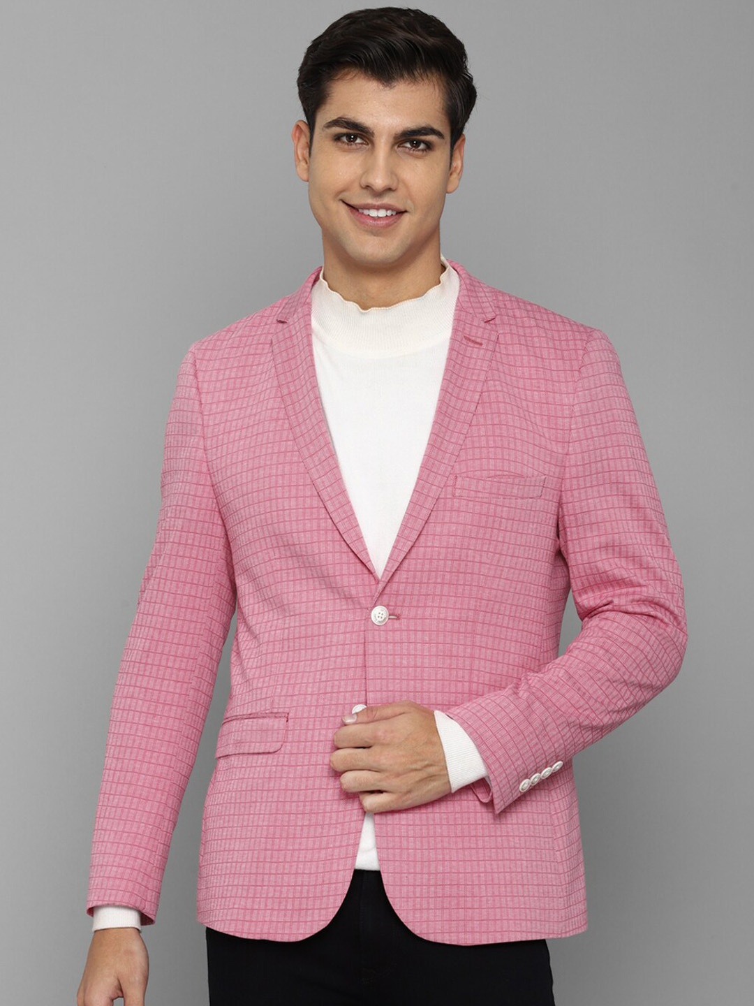 

Louis Philippe Sport Men Checked Super Slim-Fit Single-Breasted Formal Blazers, Pink