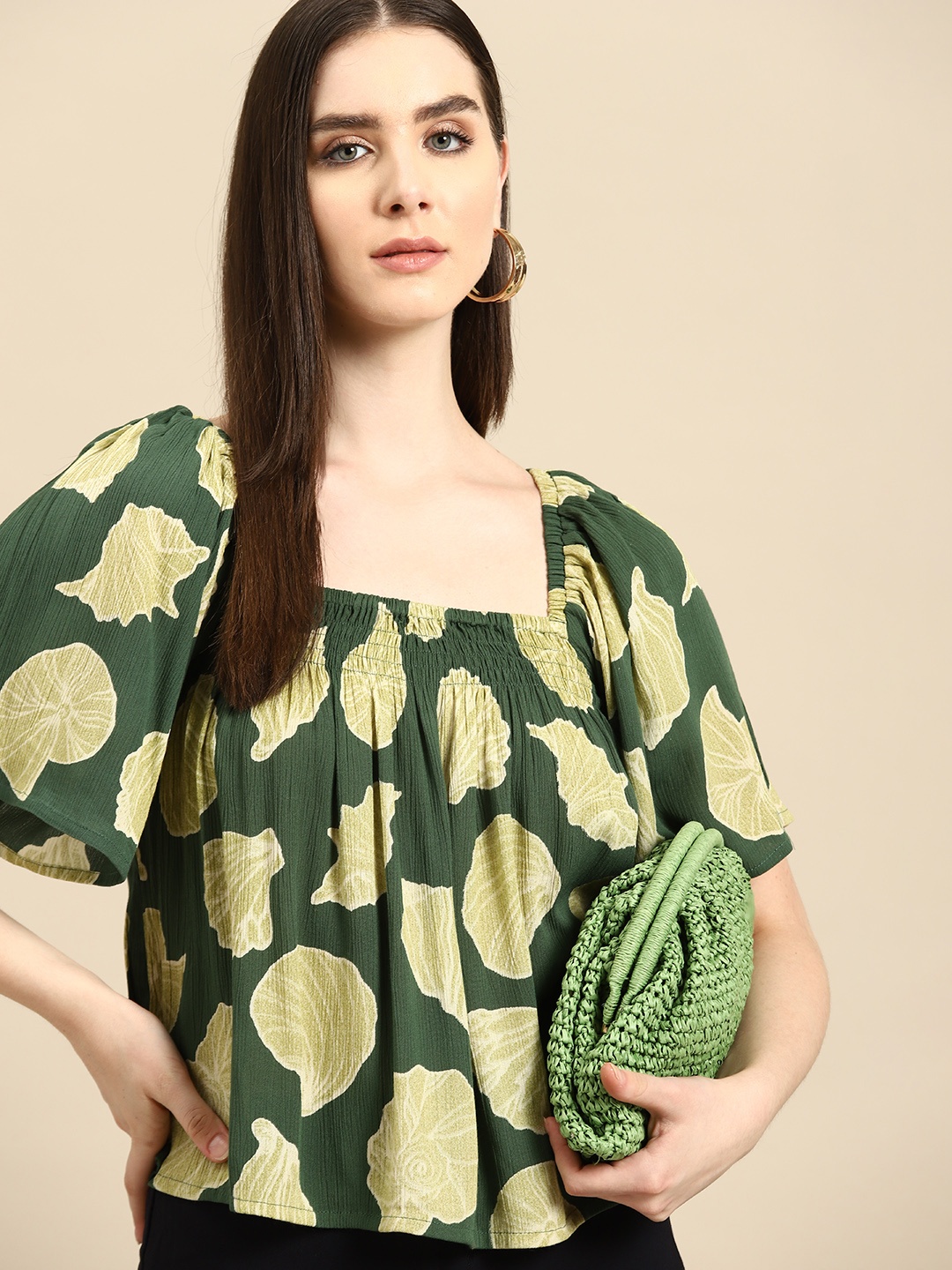 

all about you Abstract Print Top, Green