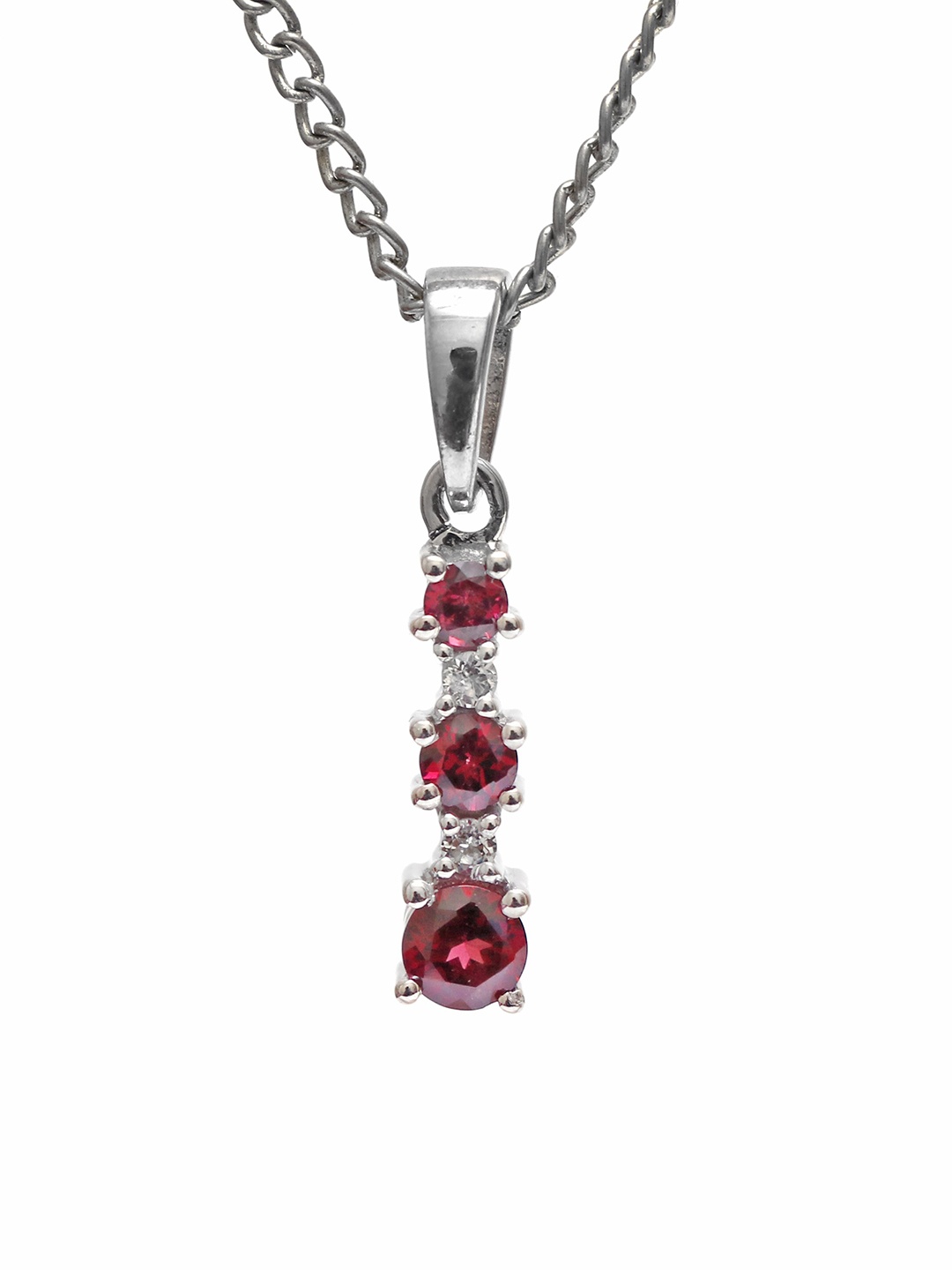 

HIFLYER JEWELS 925 Sterling Silver Garnet-Studded Pendant With Chain