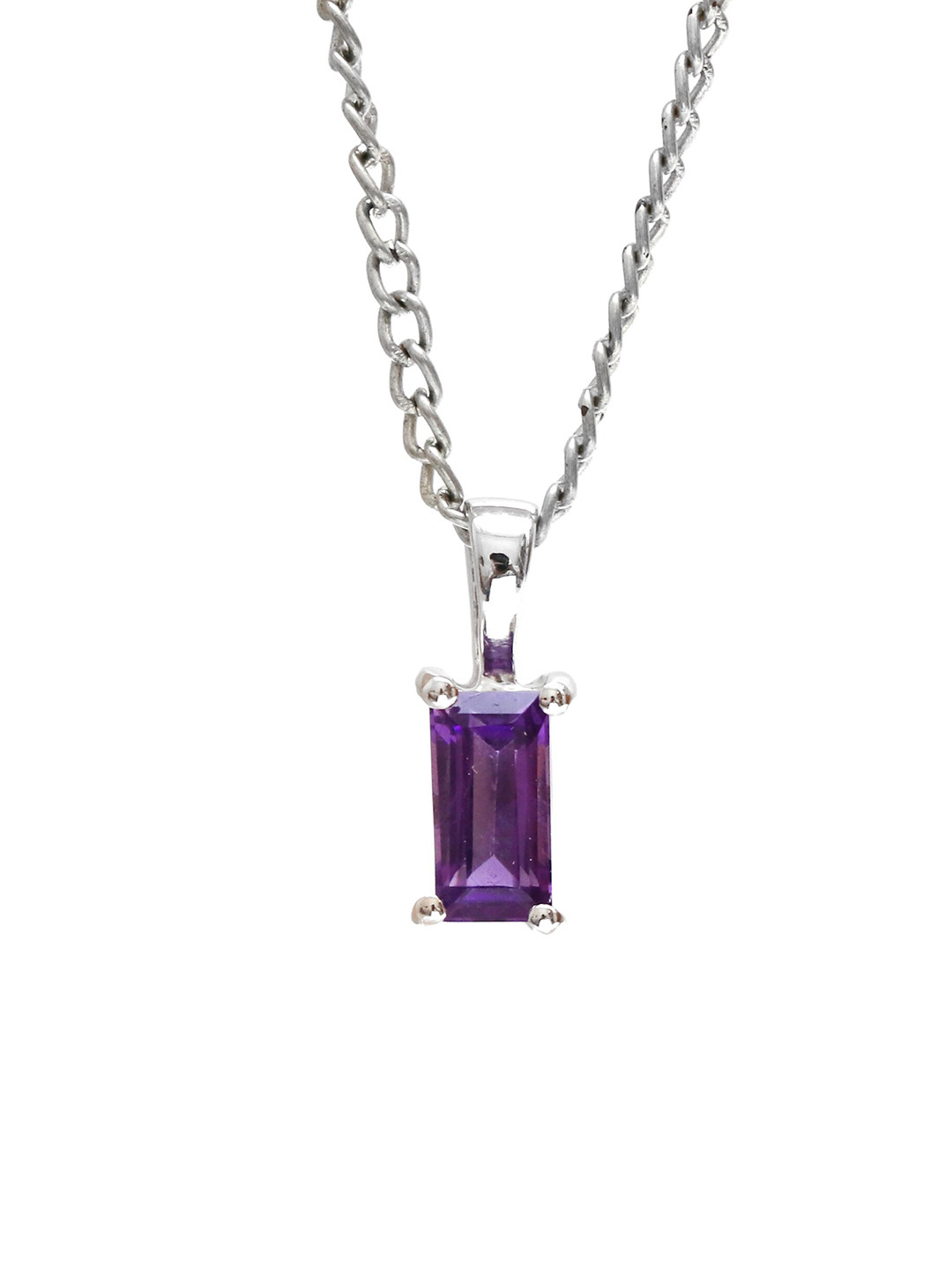 

HIFLYER JEWELS Rhodium-Plated Amethyst Pendant with Chain, Purple