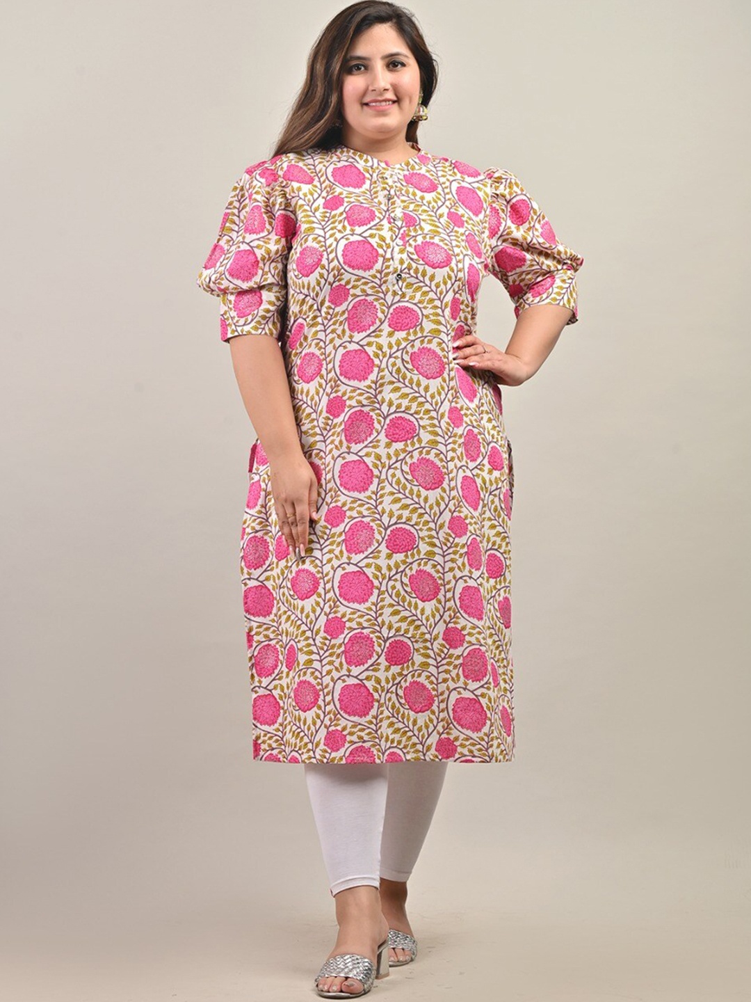 

Swasti Floral Printed Cotton Kurta, White