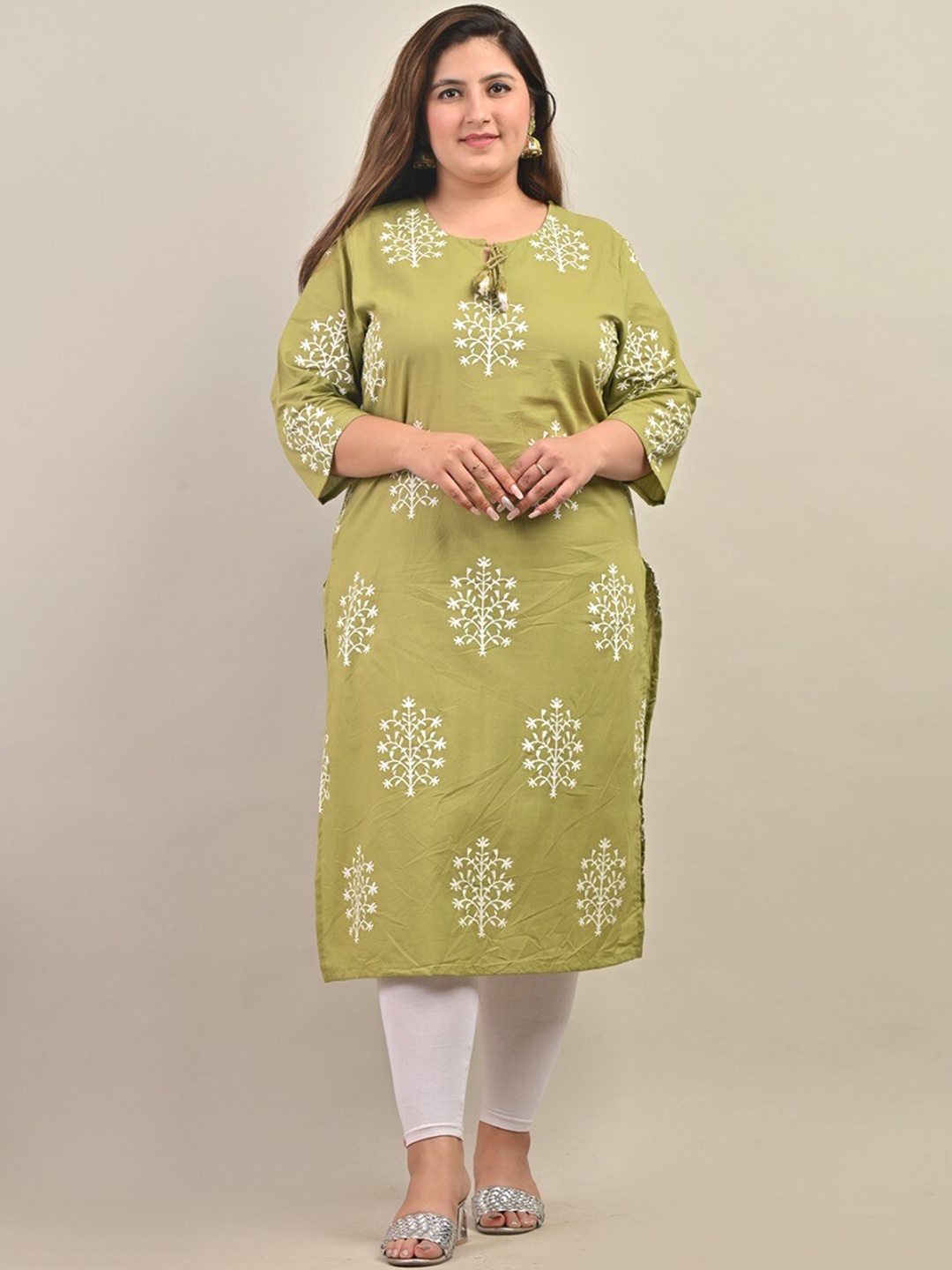 

Swasti Floral Printed Cotton Kurta, Green