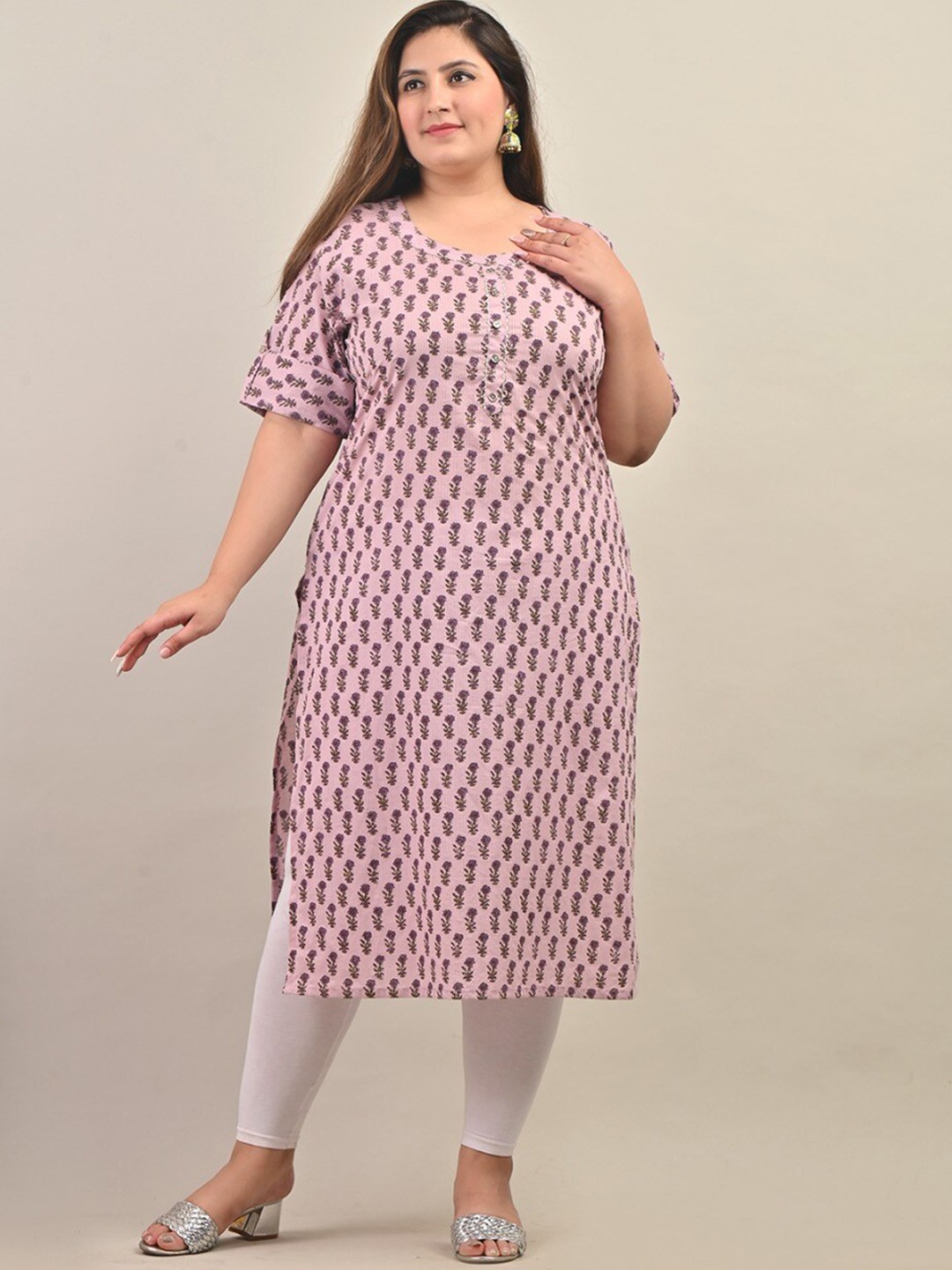 

Swasti Women Purple Cotton Floral Printed Floral Kurta