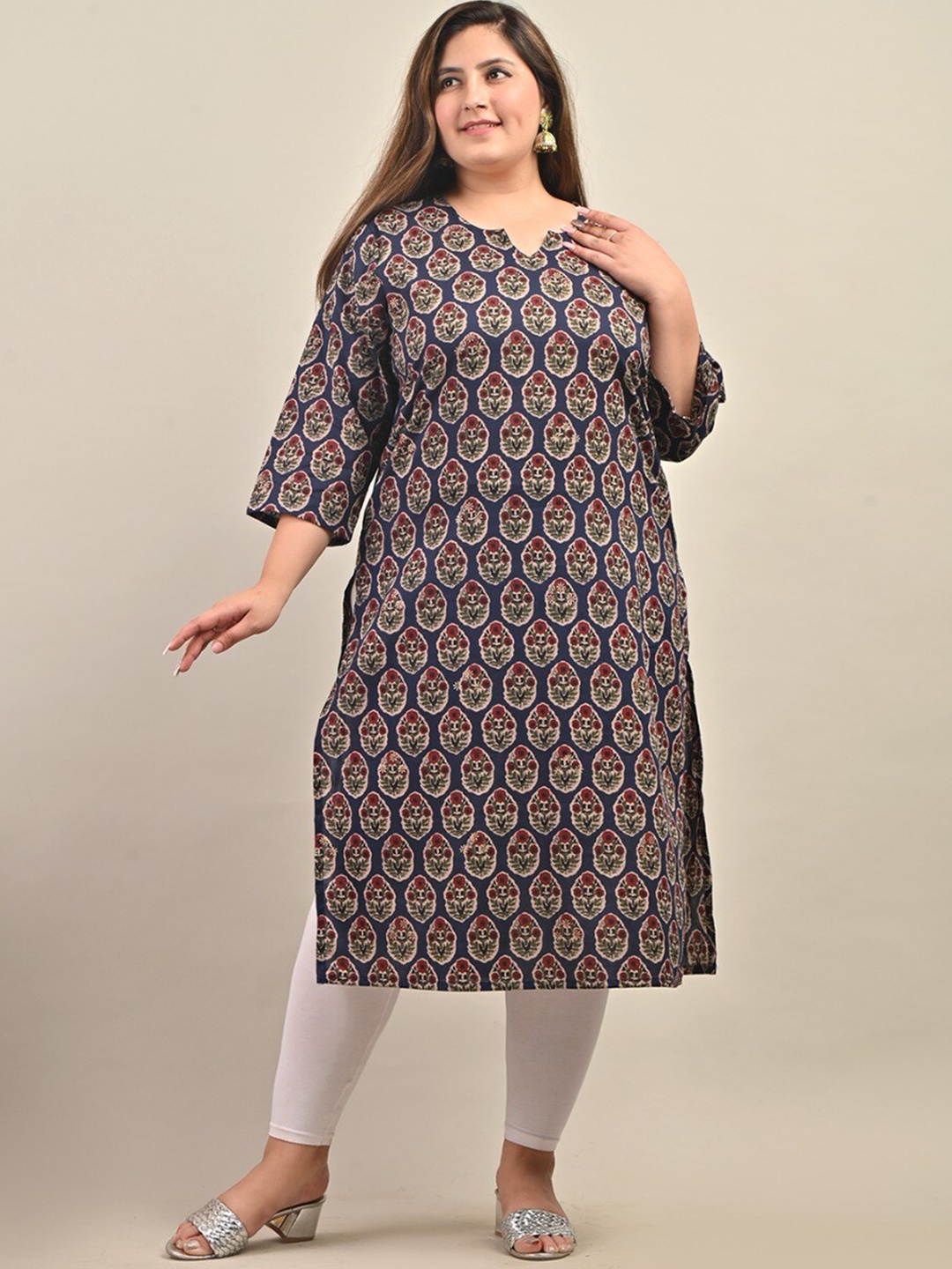 

Swasti Women Blue Cotton Floral Printed Floral Kurta