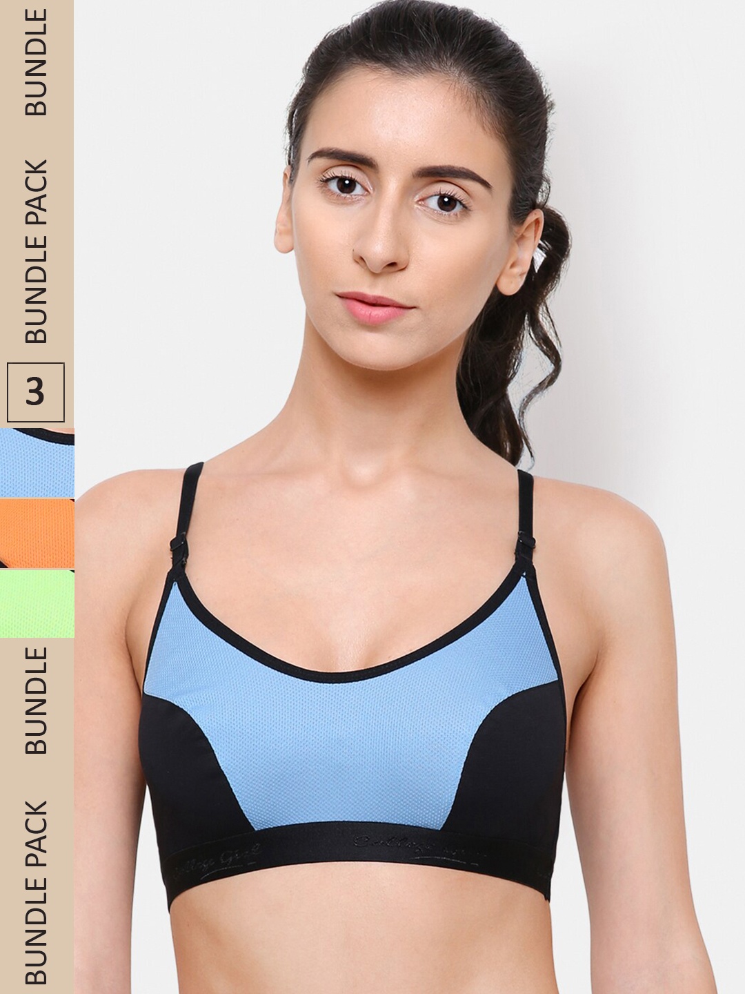 

College Girl Pack Of 3 Non Padded & Non-Wired Bra, Orange