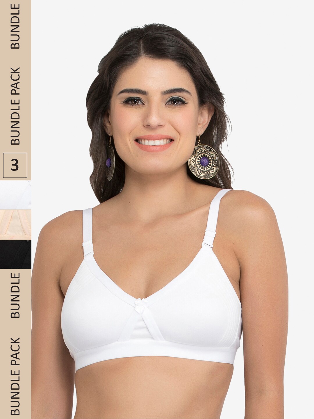 

College Girl Pack Of 3 Non Padded & Non-Wired Bra, White