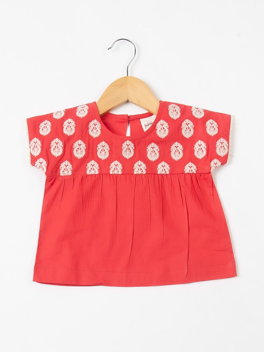 

Fabindia Print Extended Sleeves Top, Red