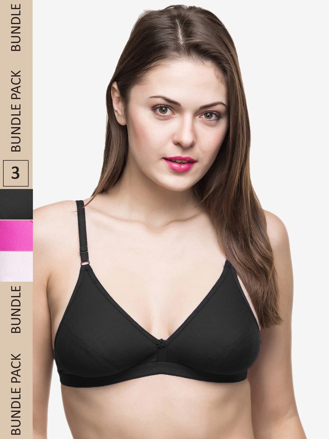 

Docare Pack Of 3 Non Padded & Non-Wired Bra, Black