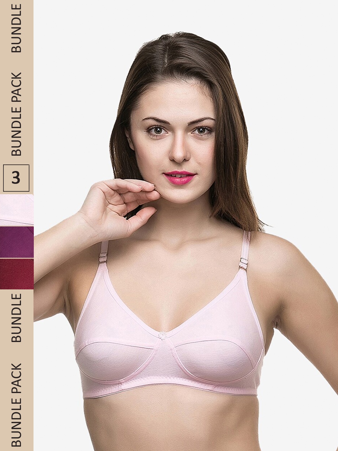

Docare Pack Of 3 Non Padded & Non-Wired Bra, Maroon