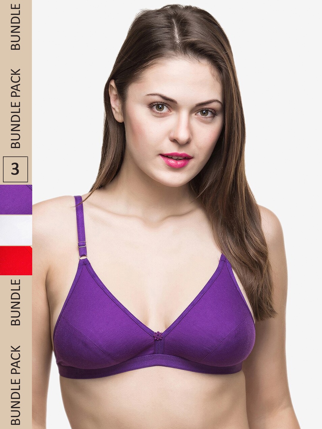 

Docare Pack Of 3 Non Padded & Non-Wired Bra, Purple