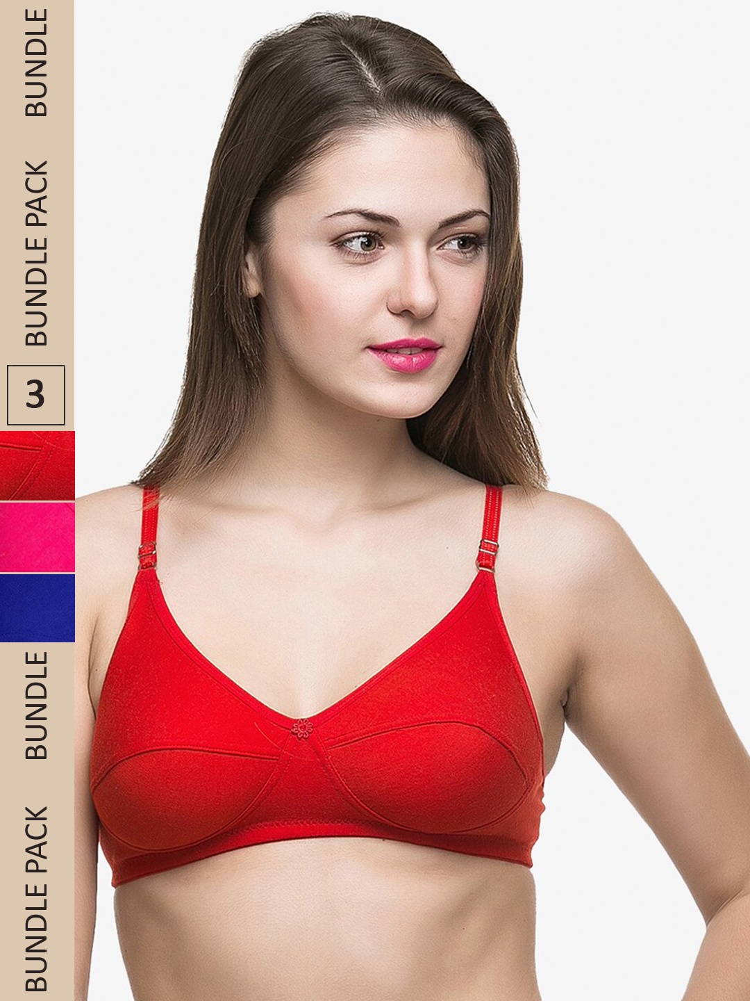 

Docare Pack Of 3 Non Padded & Non-Wired Bra, Pink