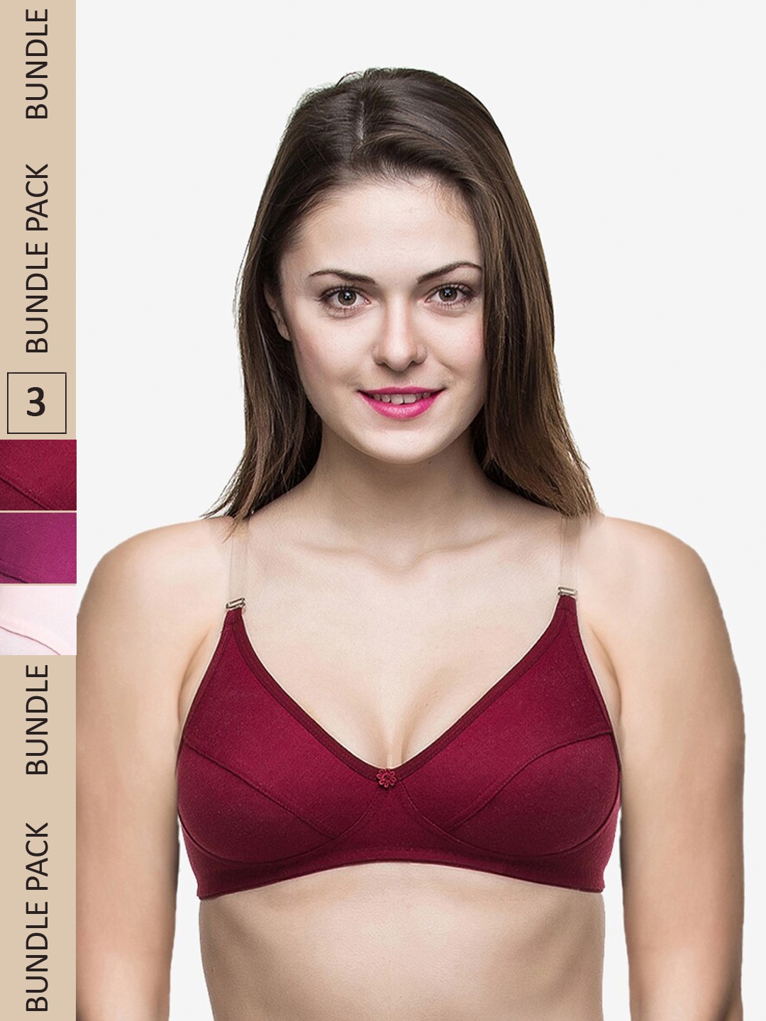 

Docare Pack Of 3 Non Padded & Non-Wired Bra, Maroon