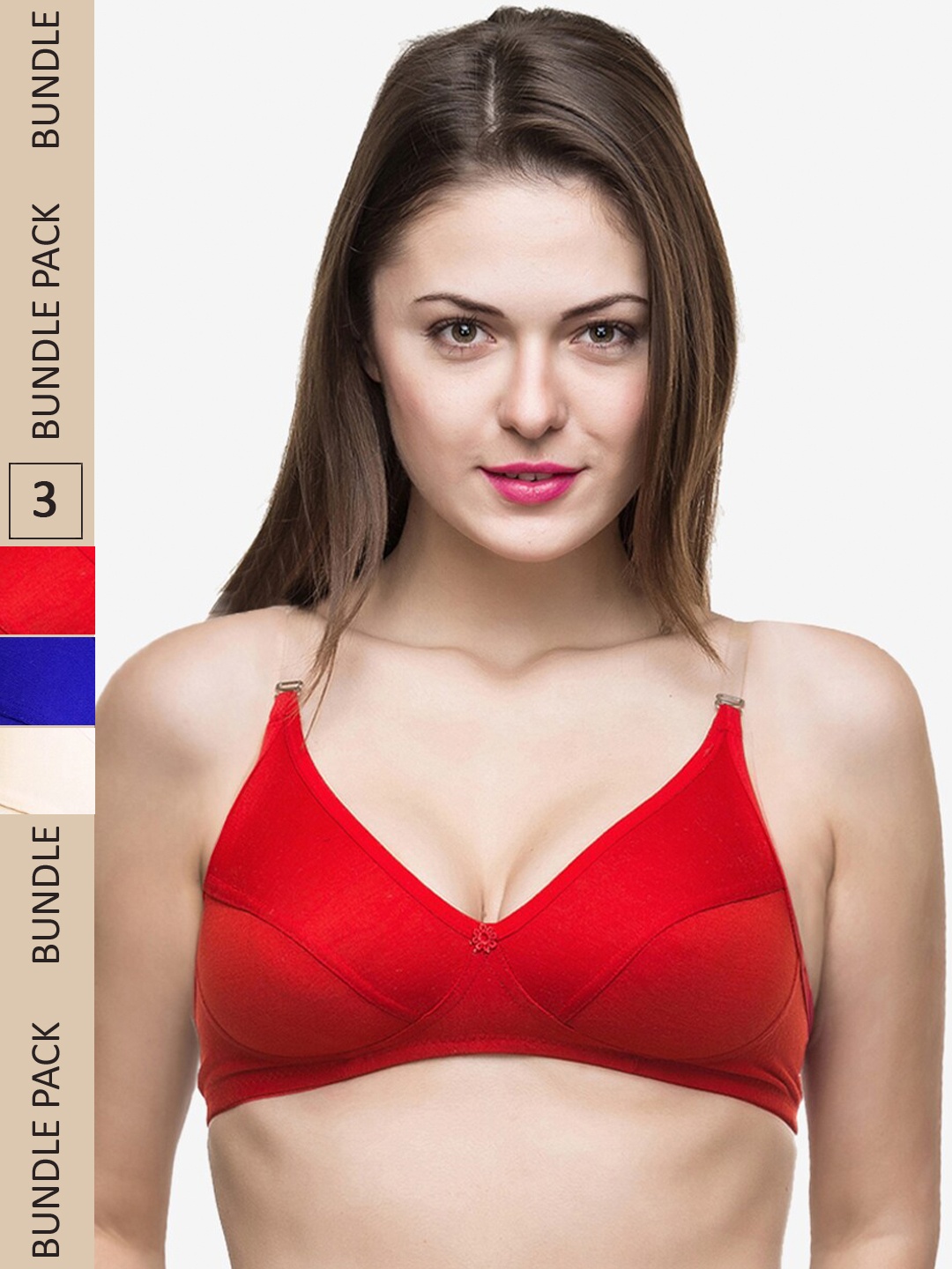 

Docare Pack Of 3 Non Padded & Non-Wired Bra, Red