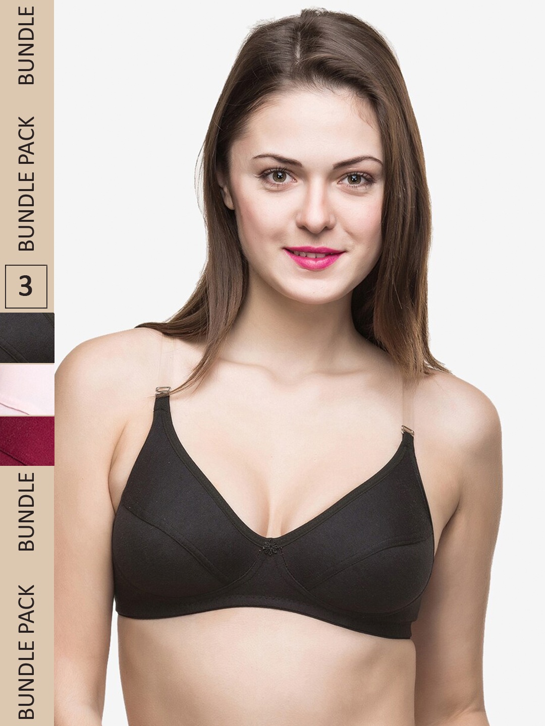 

Docare Pack Of 3 Non Padded & Non-Wired Bra, Black