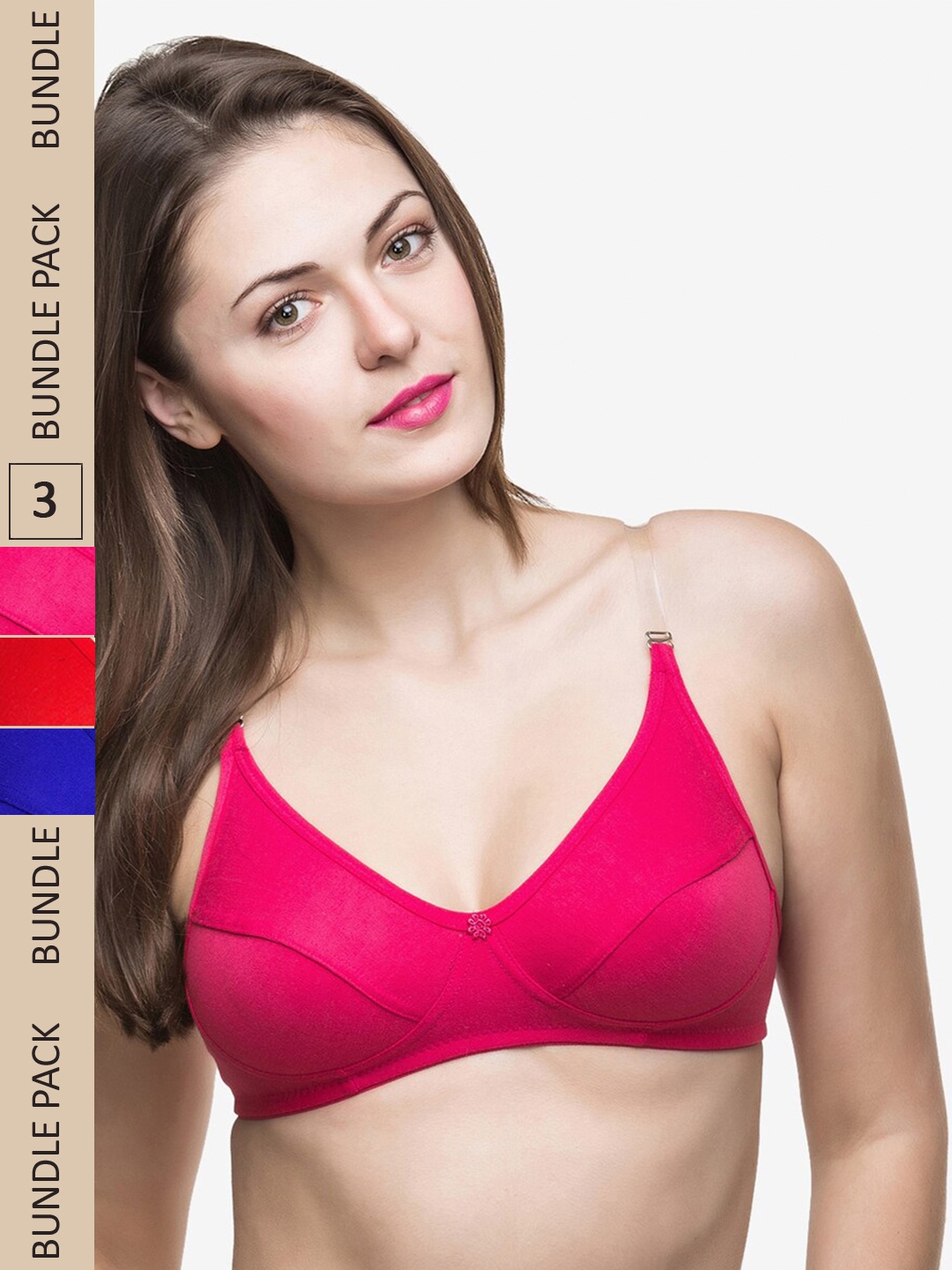 

Docare Pack Of 3 Non Padded & Non-Wired Bra, Pink