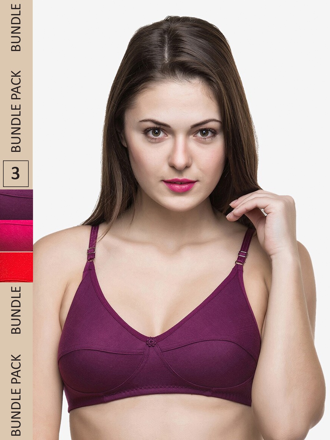 

Docare Pack Of 3 Non Padded & Non-Wired Bra, Purple