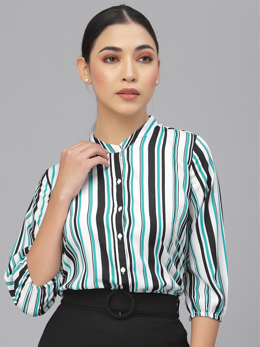 

Style Quotient Women Striped Regular Fit Casual Shirt, White