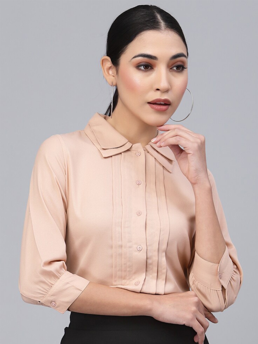 

Style Quotient Women Spread Collar Regular Fit Formal Shirt, Nude