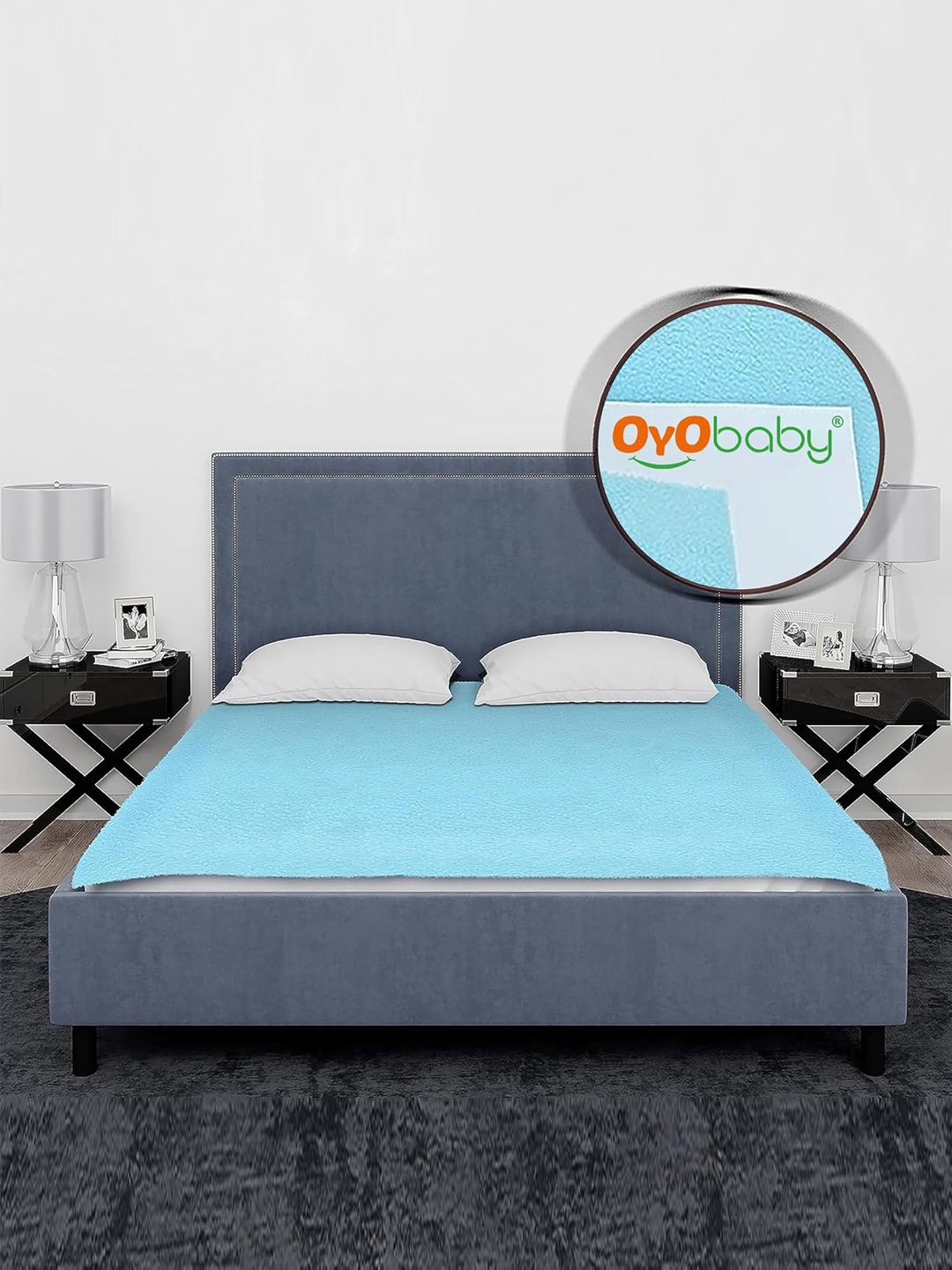 

OyO Baby Blue Waterproof & Baby Dry Sheet Polycotton Mattress Protector