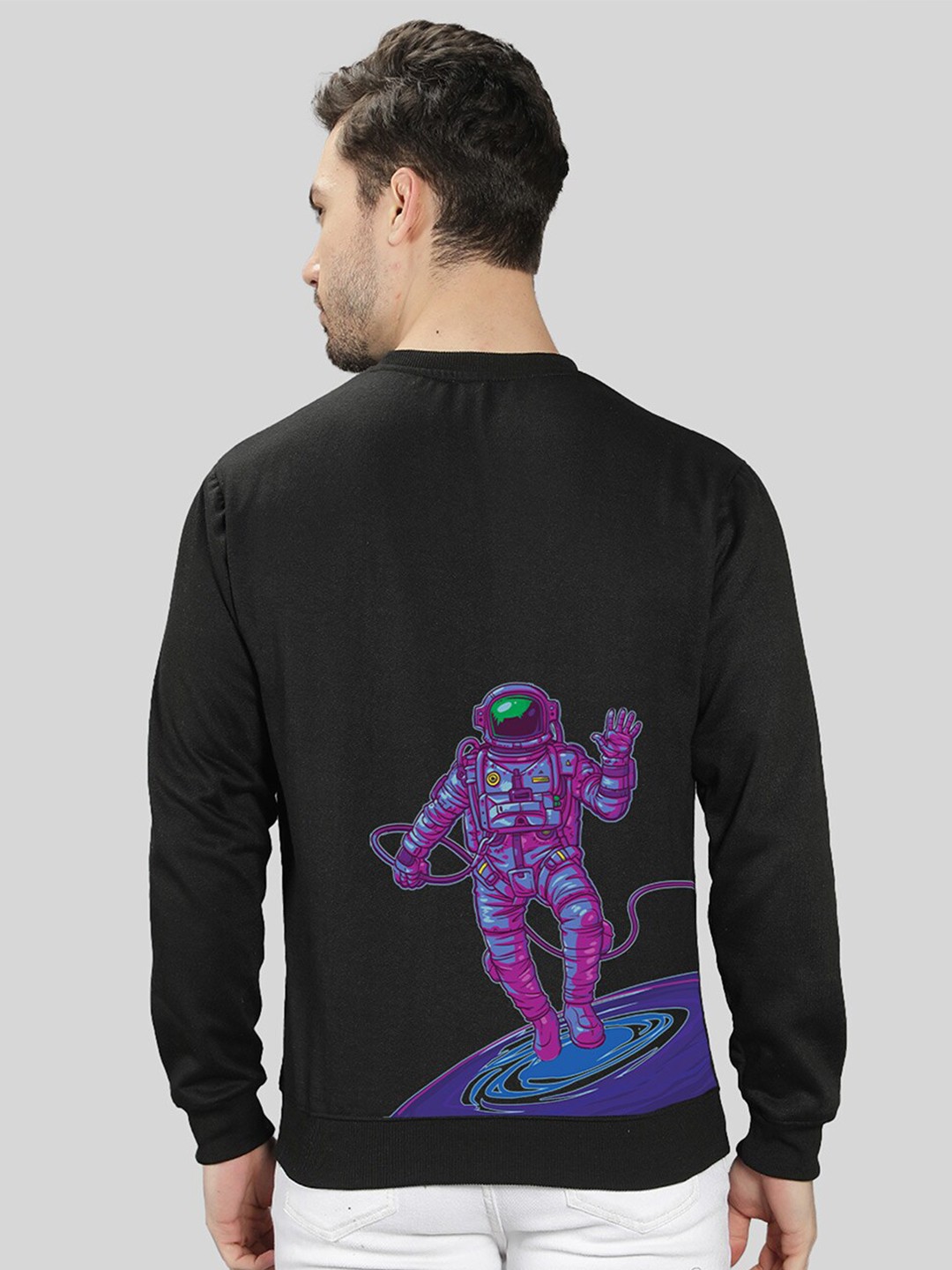 

Mad Over Print Men Black Printed Sweatshirt