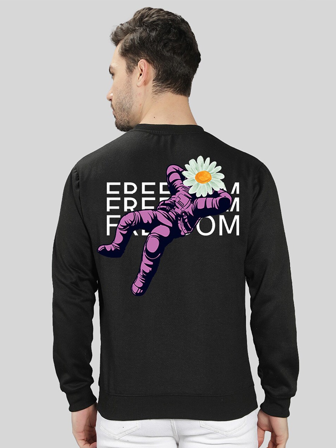 

Mad Over Print Men Black Printed Sweatshirt