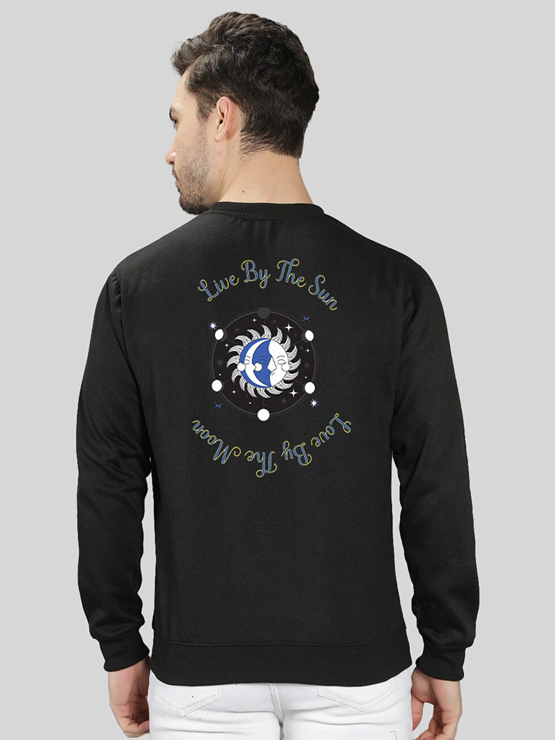 

Mad Over Print Men Black Printed Sweatshirt