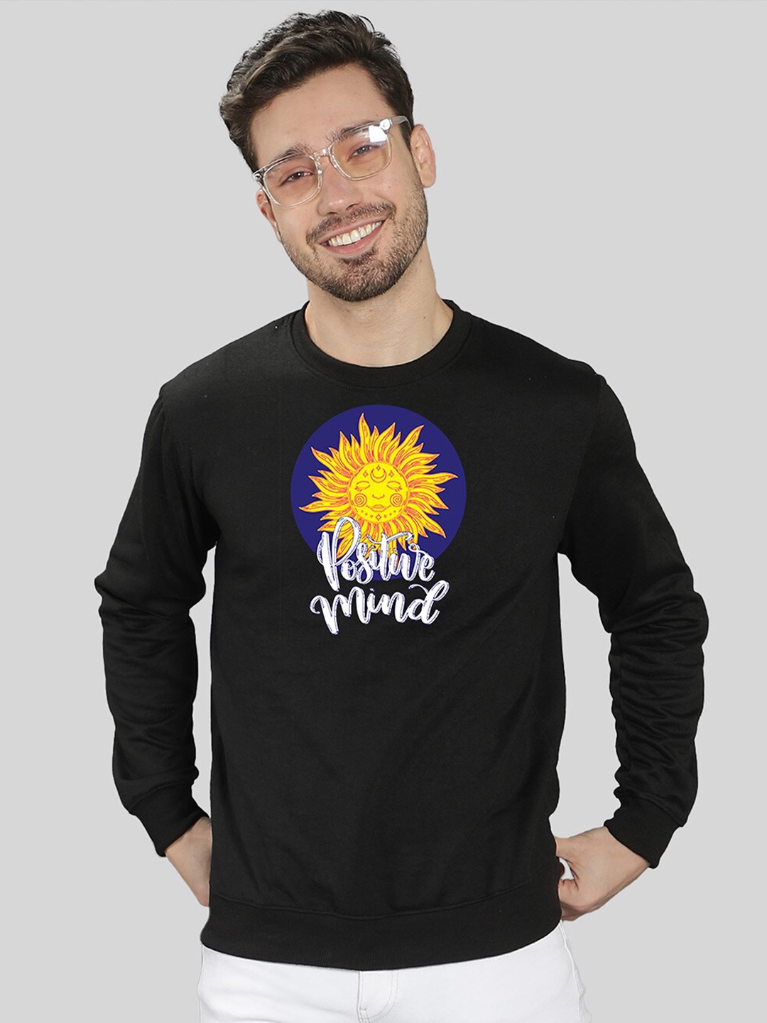 

Mad Over Print Men Black Printed Sweatshirt