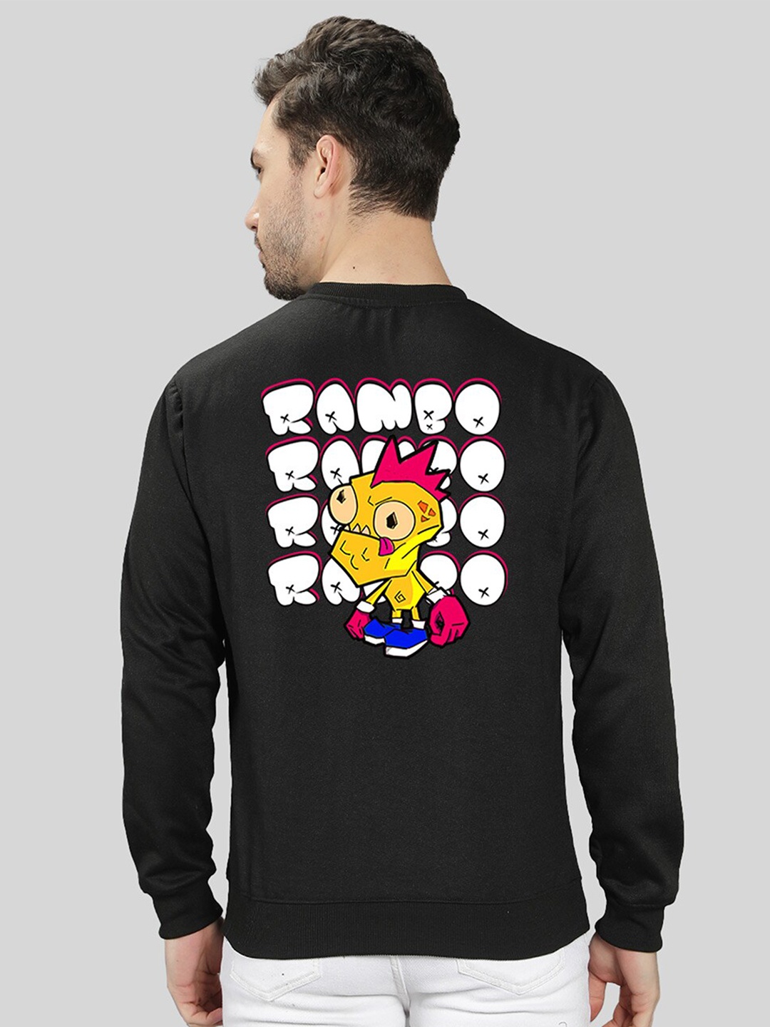 

Mad Over Print Men Black Printed Sweatshirt