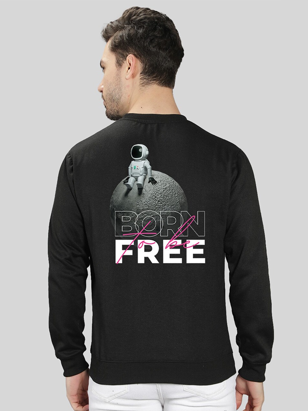 

Mad Over Print Men Black Printed Sweatshirt