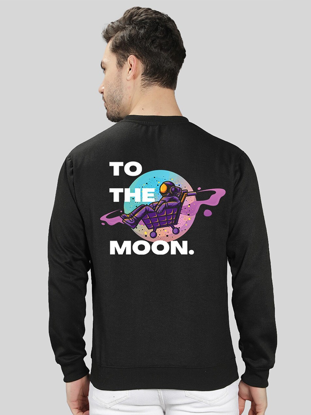 

Mad Over Print Men Black Printed Sweatshirt
