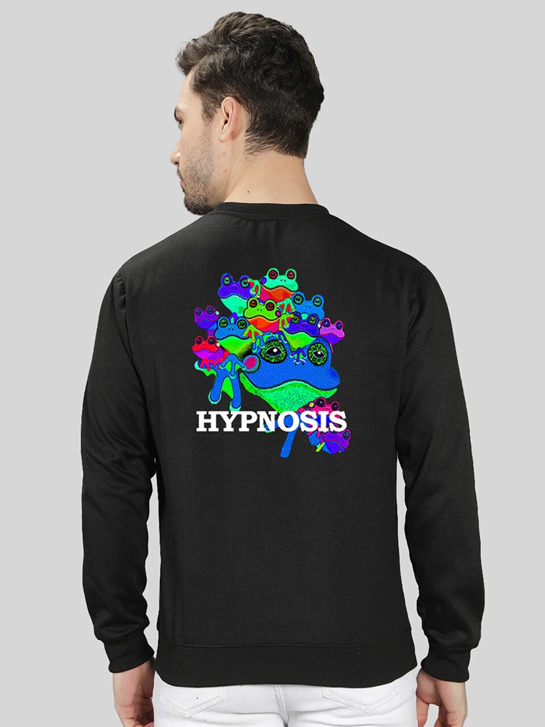 

Mad Over Print Men Black Printed Sweatshirt
