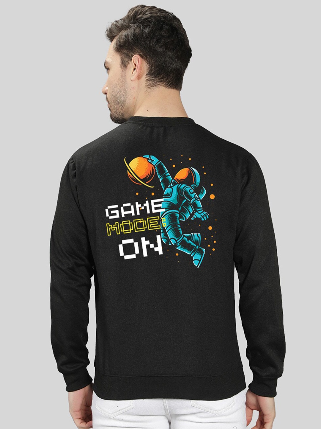 

Mad Over Print Men Black Printed Sweatshirt