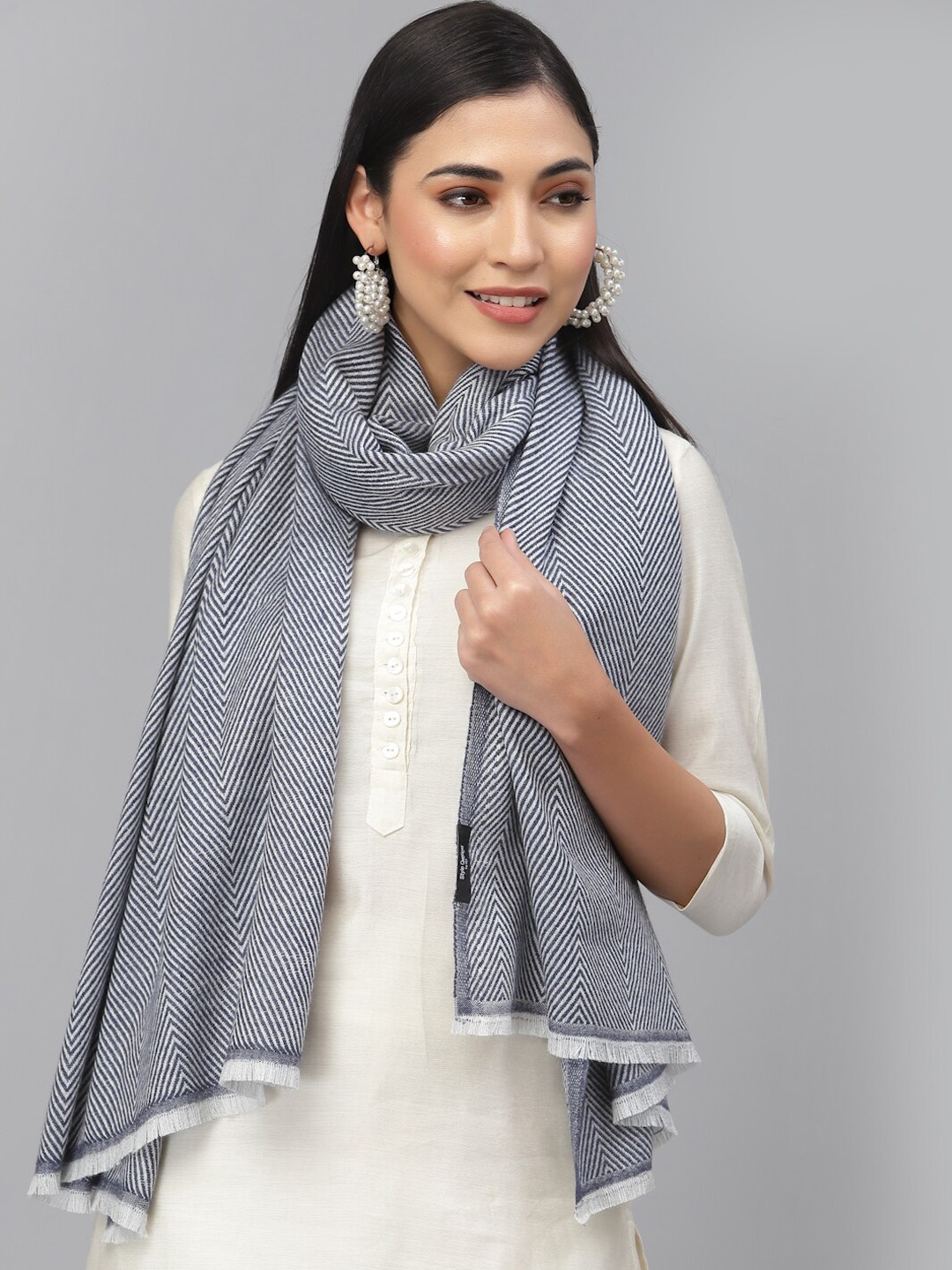 

Style Quotient Women Woven-Design Acrylic Shawl, Blue