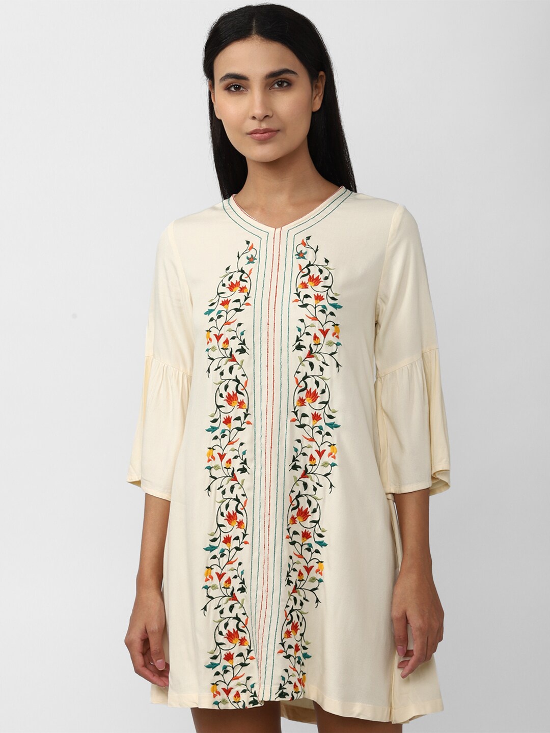 

Van Heusen Woman Floral A-Line Dress, Cream