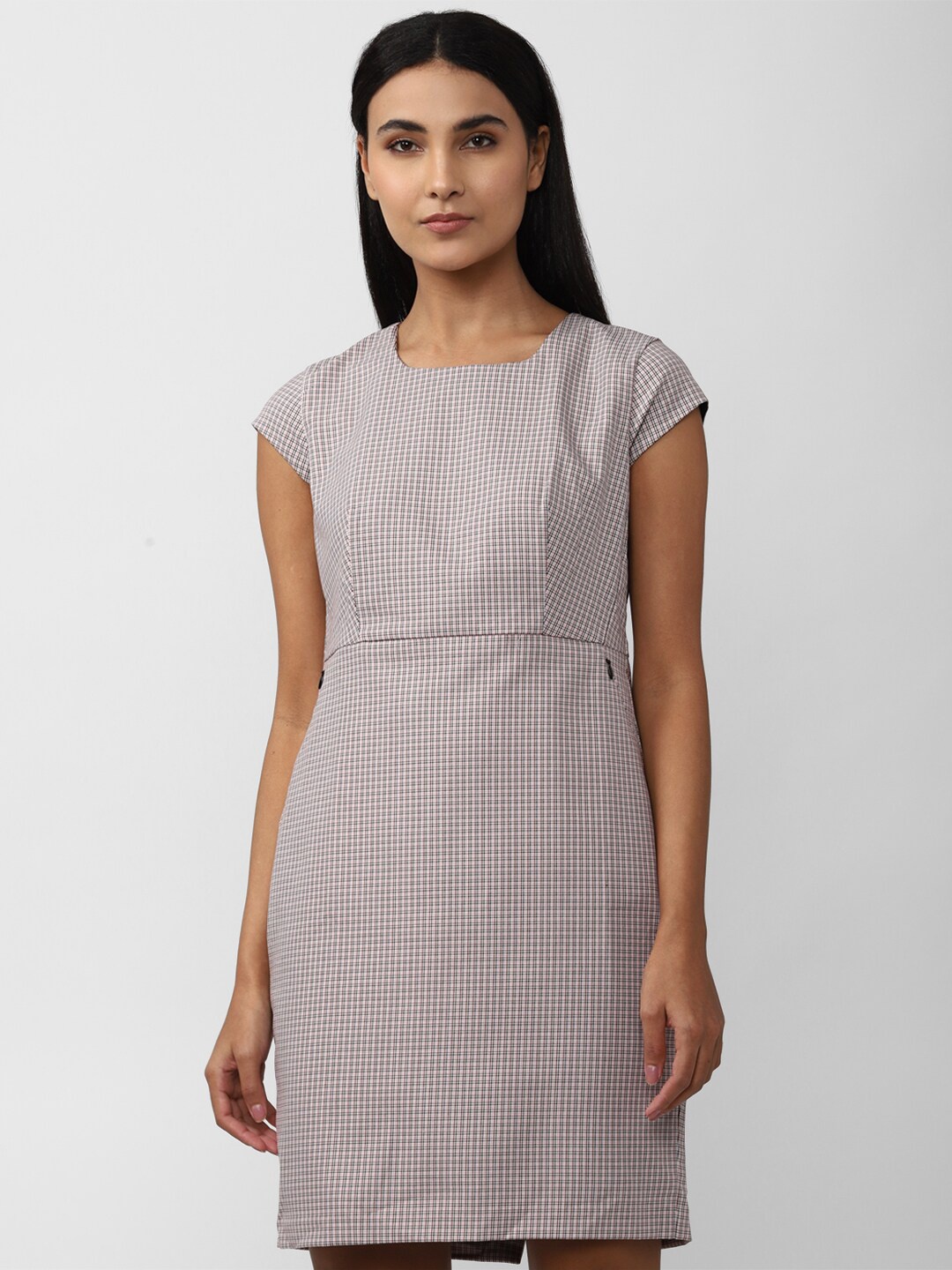 

Van Heusen Woman Checked Sheath Dress, Grey