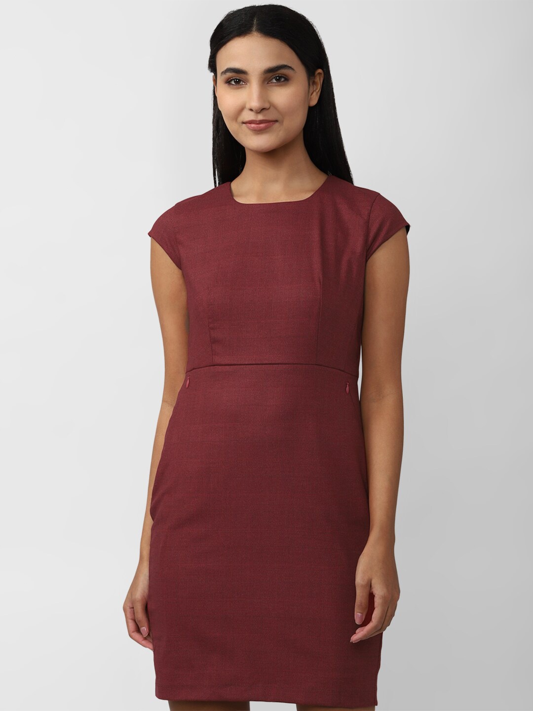 

Van Heusen Woman Cap Sleeves Sheath Dress, Maroon