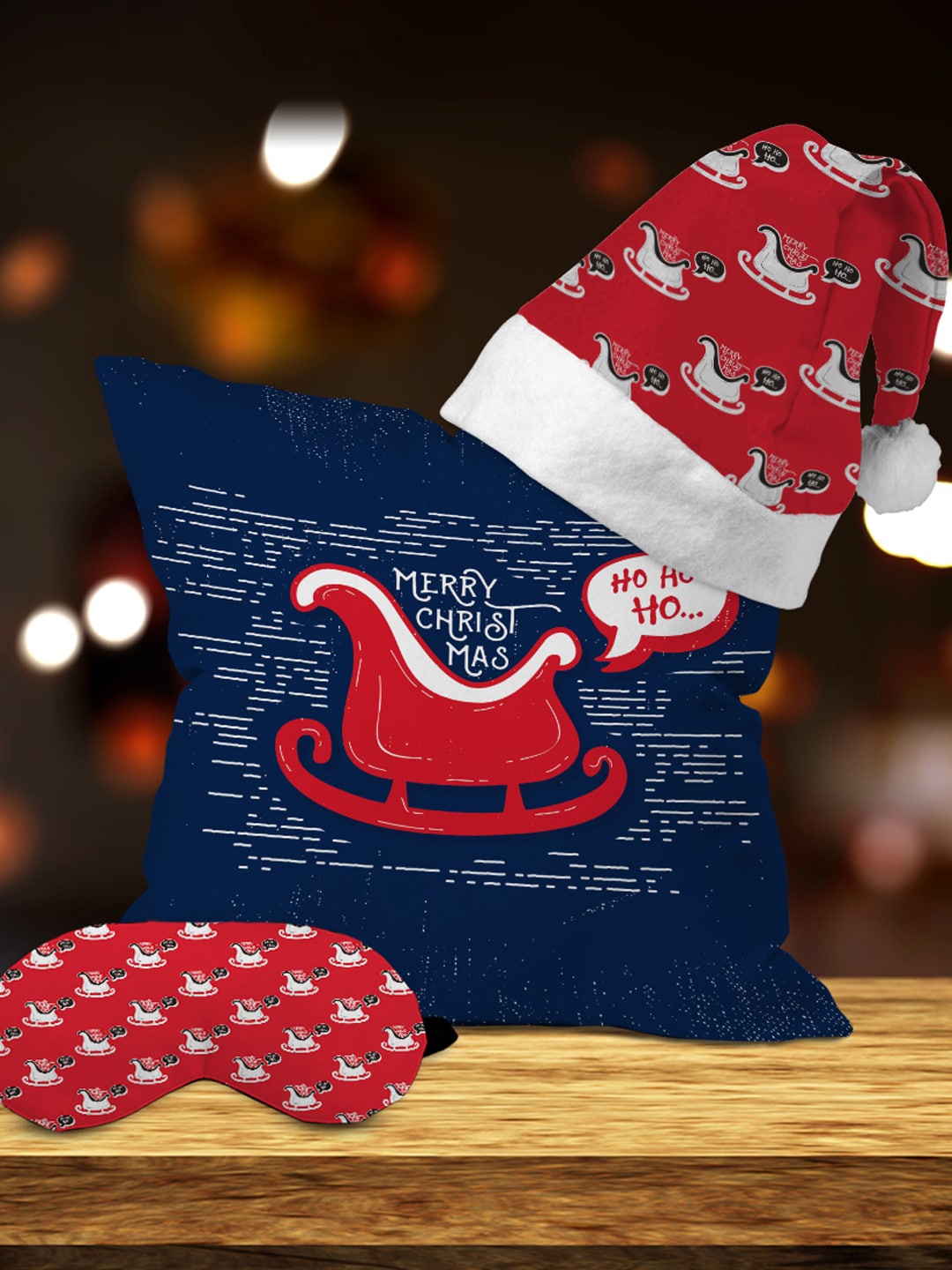 

Crazy Corner Blue & Red Set Of 3 Cushion Hat & Eye Mask Christmas Gift Set