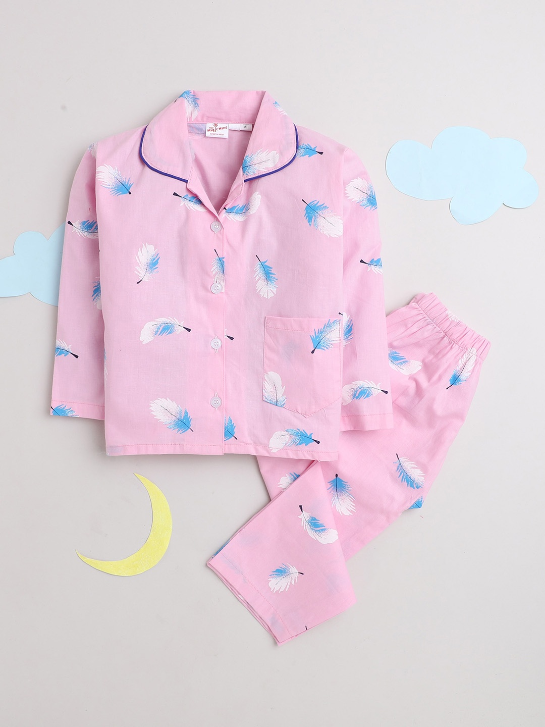 

The Magic Wand Kids Printed Night suit, Pink