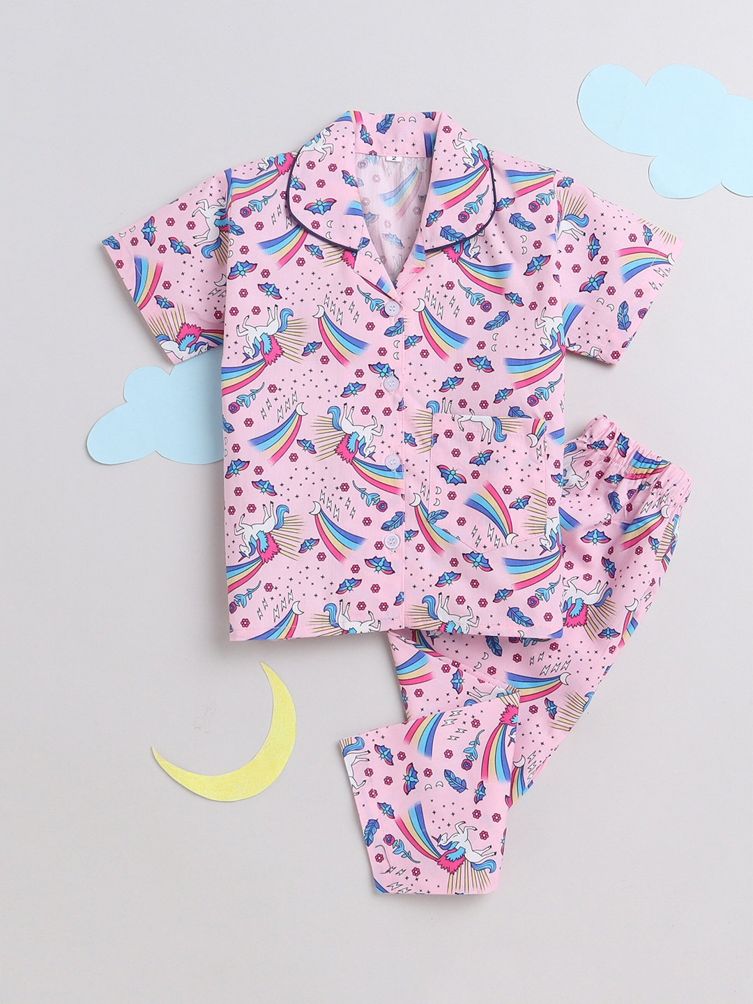 

The Magic Wand Kids Printed Night suit, Pink