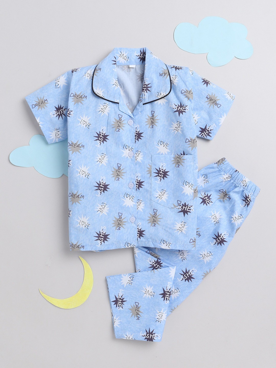 

The Magic Wand Kids Printed Night suit, Blue