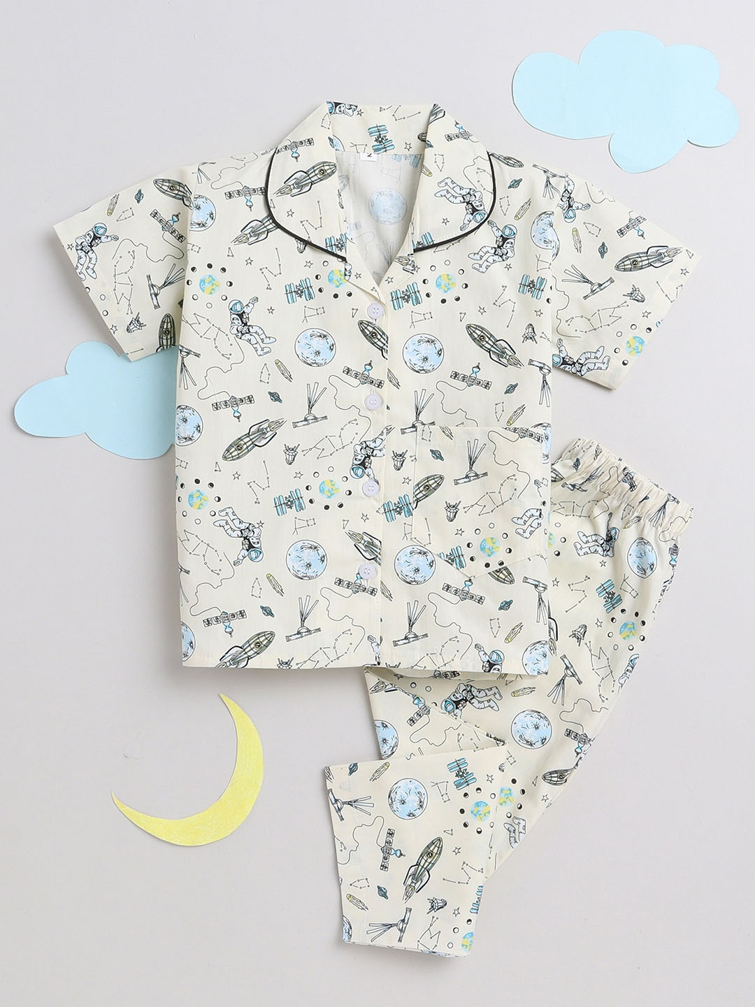 

The Magic Wand Kids Printed Night suit, Yellow